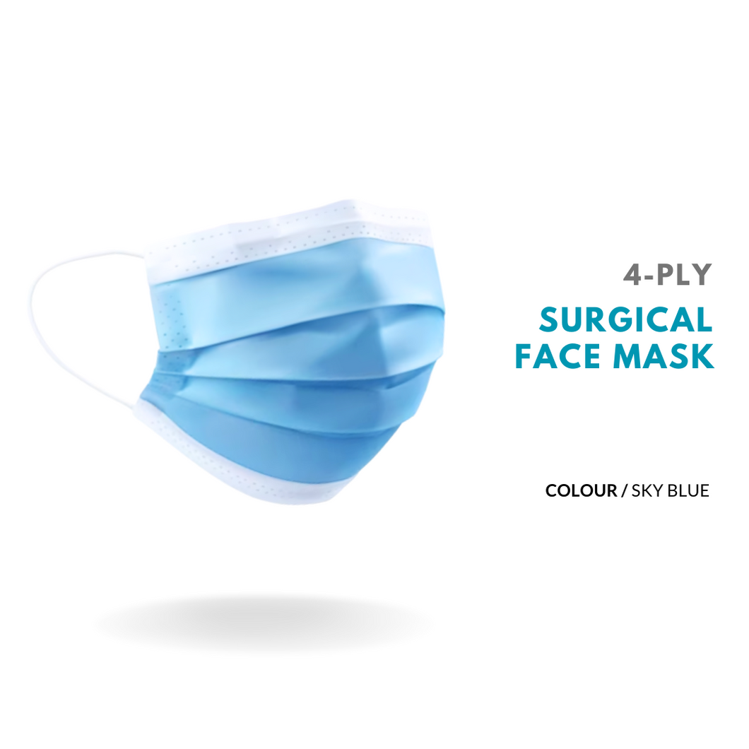 [KLH617-4CR] Cleanroom Surgical Face Mask | 4-Ply | >99% BFE - 50 Pcs/Box