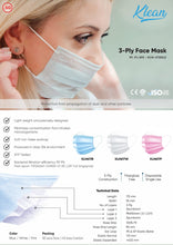 Load image into Gallery viewer, [KLH617S] 3-Ply Face Mask | 95.9% BFE - 50 Pcs/Box
