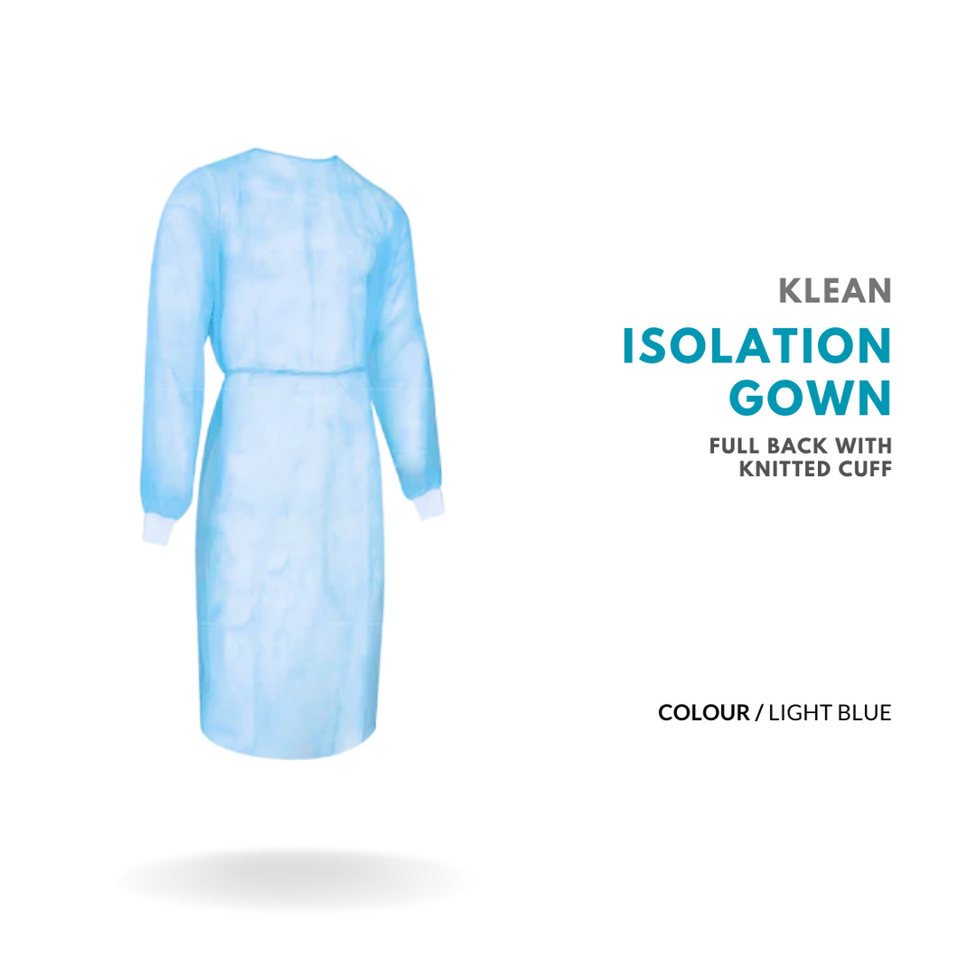 [KLH1017-3/4] Isolation Gown Full Back With Knitted Cuff - 10 Pcs/Bag