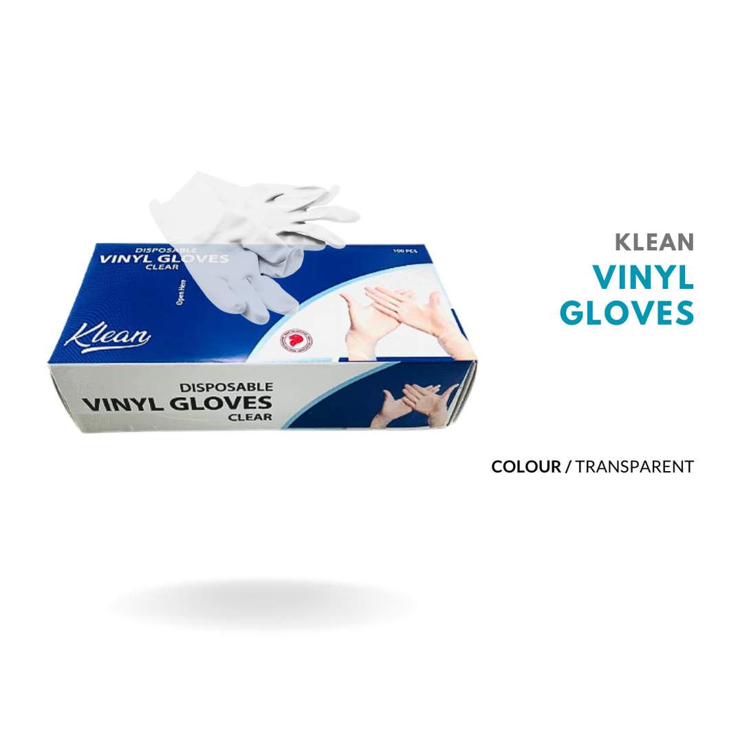 [KLH-5870] Disposable Vinyl Gloves - Clear [100 Pcs/box]