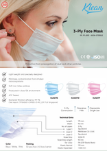 Load image into Gallery viewer, [KLH617S] Klean AIRsome 3-Ply Surgical Face Mask | &gt;99% BFE - 50 Pcs/Box
